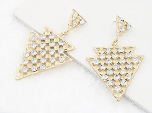 Серьги ювелирные изделия темперамент преувеличены кристалл треугольник форма
