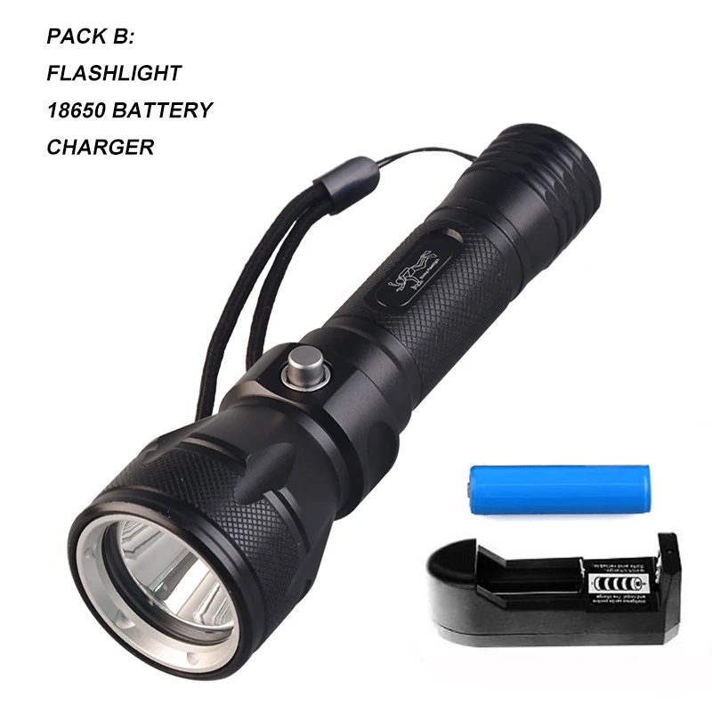 3-Mode Lighting 1000lm XML T6 LED Underwater Torch Diving Flashlight with 18650 Battery