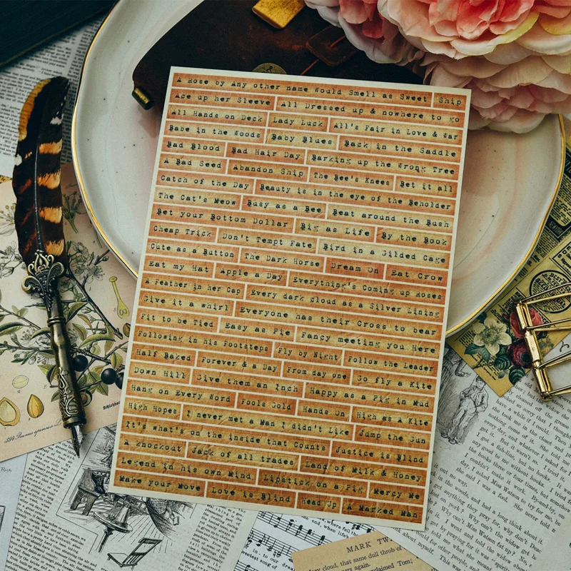 Vintage Phrases Stickers for Scrapbooking DIY Projects/Photo Album/Card Making Crafts |