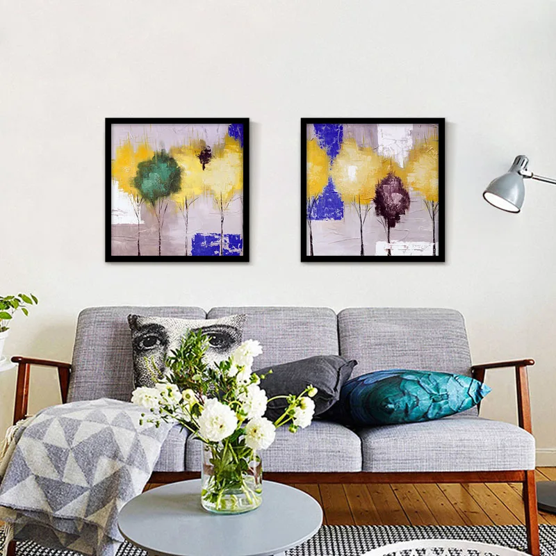 Картина маслом холст для аэрозольных красок желтый дерево стены фото Декор