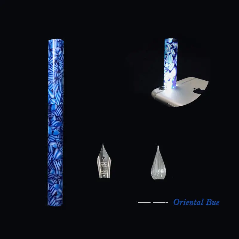 Oriental Blue Новинка, Moonman, цветная креативная целлюлоидная стеклянная Dip Ручка и авторучка двойного назначения, очень тонкая 0,38 мм чернильная ручка и коробка, подарочный набор для письма - Цвет: Oriental Blue