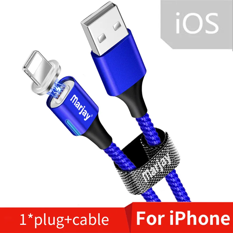 Blue IOS Cable MArjay 2 м Магнитный кабель Micro Usb type C супер быстрая зарядка телефона Usb C QC3.0 зарядное устройство для IPhone Xiaomi huawei Android телефон - Цвет: Blue IOS Cable