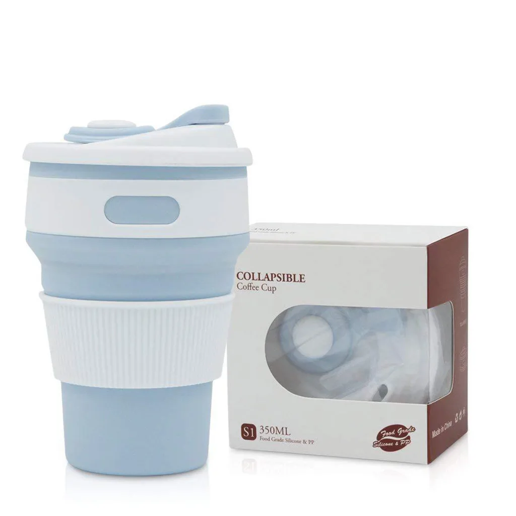 Хит продаж 2019 продуктов 350 мл портативная силиконовая складная чашка для кофе и