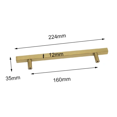 Hole Distance 160mm Probrico Золотая Мебель Тянет квадратный бар кухонный шкаф ручки из нержавеющей стали ящик комод шкаф ручки мебельная фурнитура - Цвет: Hole Distance 160mm