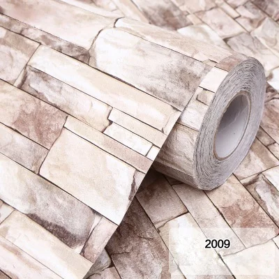 2009 Культивированный камень самоклеющиеся кирпичные обои в рулонах винтажная гостиная спальня Фоновые наклейки виниловые ПВХ водонепроницаемые домашний декор - Цвет: 2009