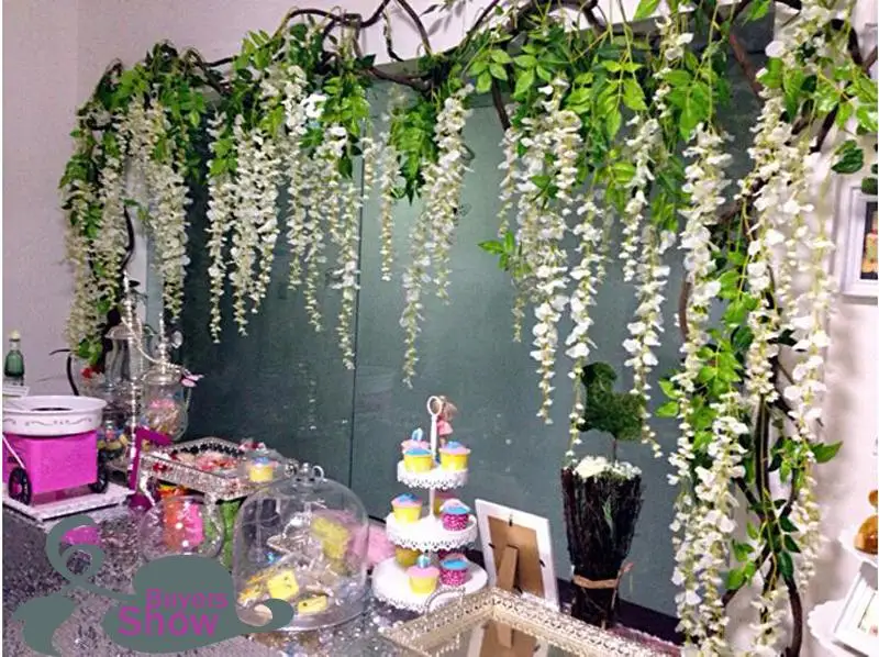 baratas 110 Centímetros De Seda Glicínias Guirlanda Guirlandas De Flores Artificiais Perfeito Para Decoração De Casamento Casa Decorações De Alta Qualidade