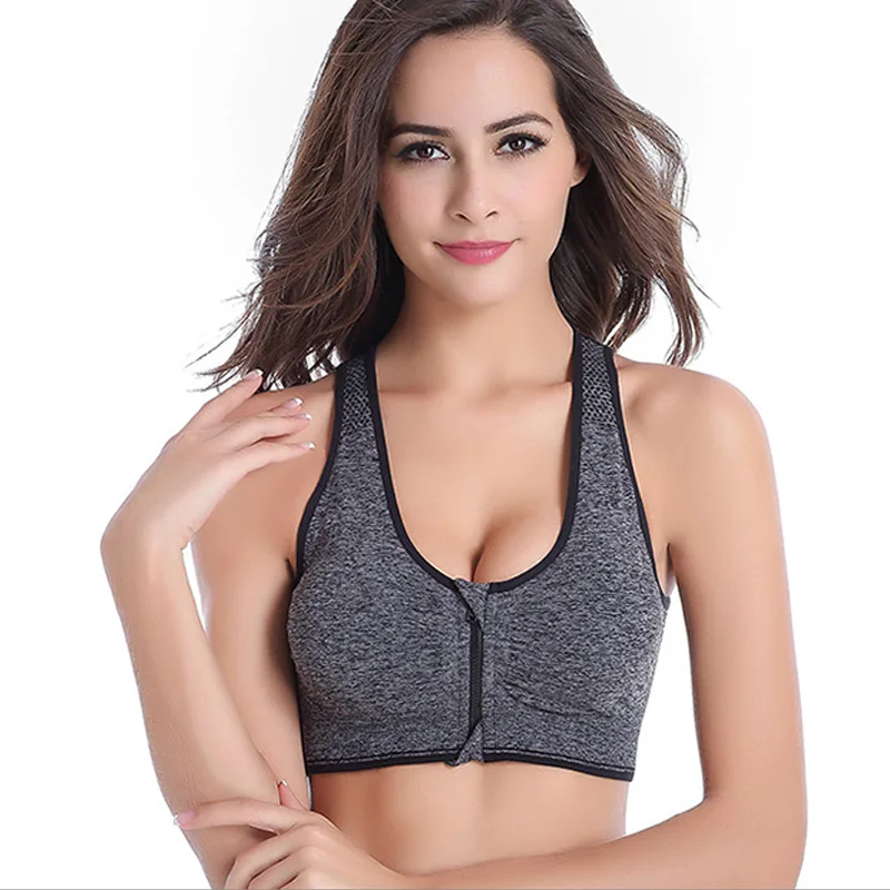 FDBRO Running Jogging Fitness Yoga Bra Breathable Shockproof Zipper Sports Women Sport S-XL One Piece Full Cup Push Up | Спорт и