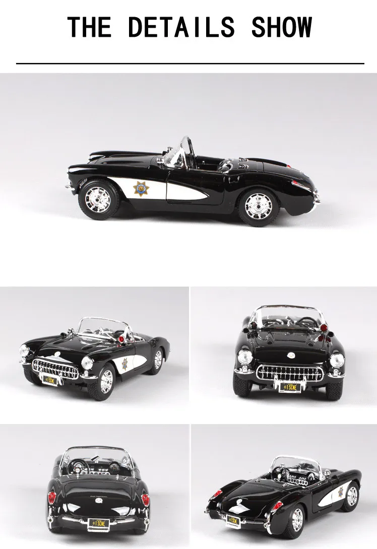 Моделирование 1:18 1957 Chevrolet Corvette металлический сплав модель автомобиля, коллекция и подарок капот классическая модель автомобиля украшения