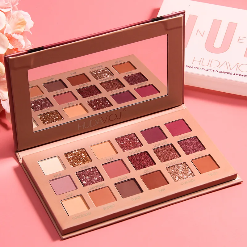 18 цветов Макияж Палитра теней для век телесный водонепроницаемый блеск пигмент