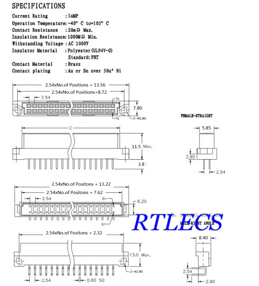 5Pcs DIN 41612 Connector 2 Rows 20 Pin Din Plug Header Male Pins Right Angle Through Hole 2x10 20Pin Pitch 2.54mm DIP | Обустройство