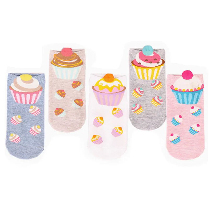 Ice cream 5 пар/лот, новинка, весна,, женские носки с забавными рисунками, 20 цветов, животные, Джуди, кролик, Ник, Ститч, мороженое, хлопковые носки - Цвет: Ice cream