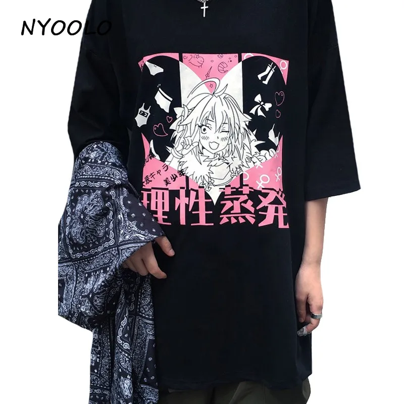 NYOOLO Harajuku аниме два размера Astolfo с буквенным принтом летняя футболка с коротким рукавом женская одежда топы уличная одежда
