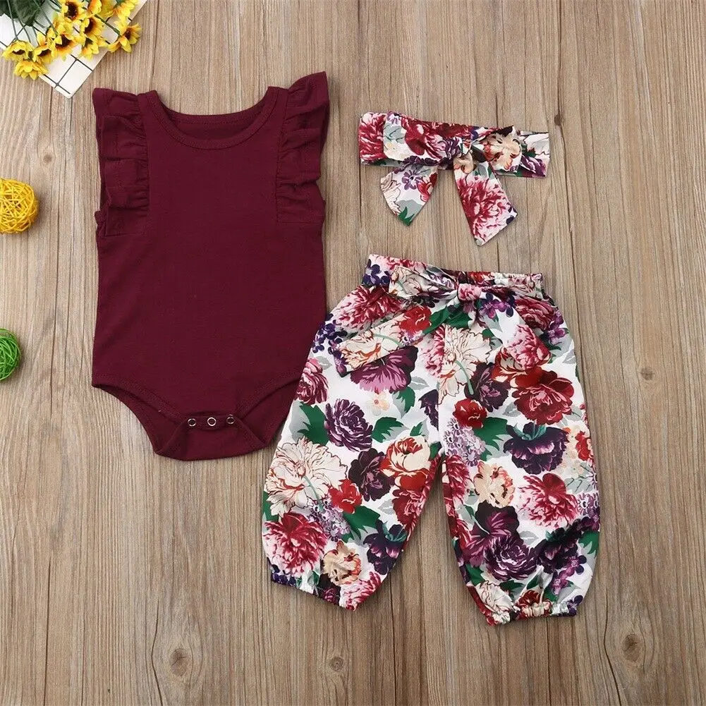 Комплект одежды из 3 предметов для новорожденных и маленьких девочек