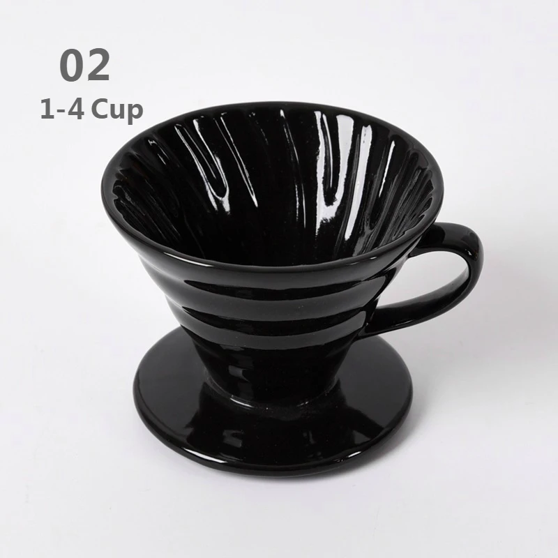 BLACK 1-4Cup Керамическая капельница V60, ручной капельный фильтр для кофе, кофейник для заливания кофе, капельный конусный фильтр, постоянный 1-2 чашки, 4 чашки - Цвет: BLACK 1-4Cup