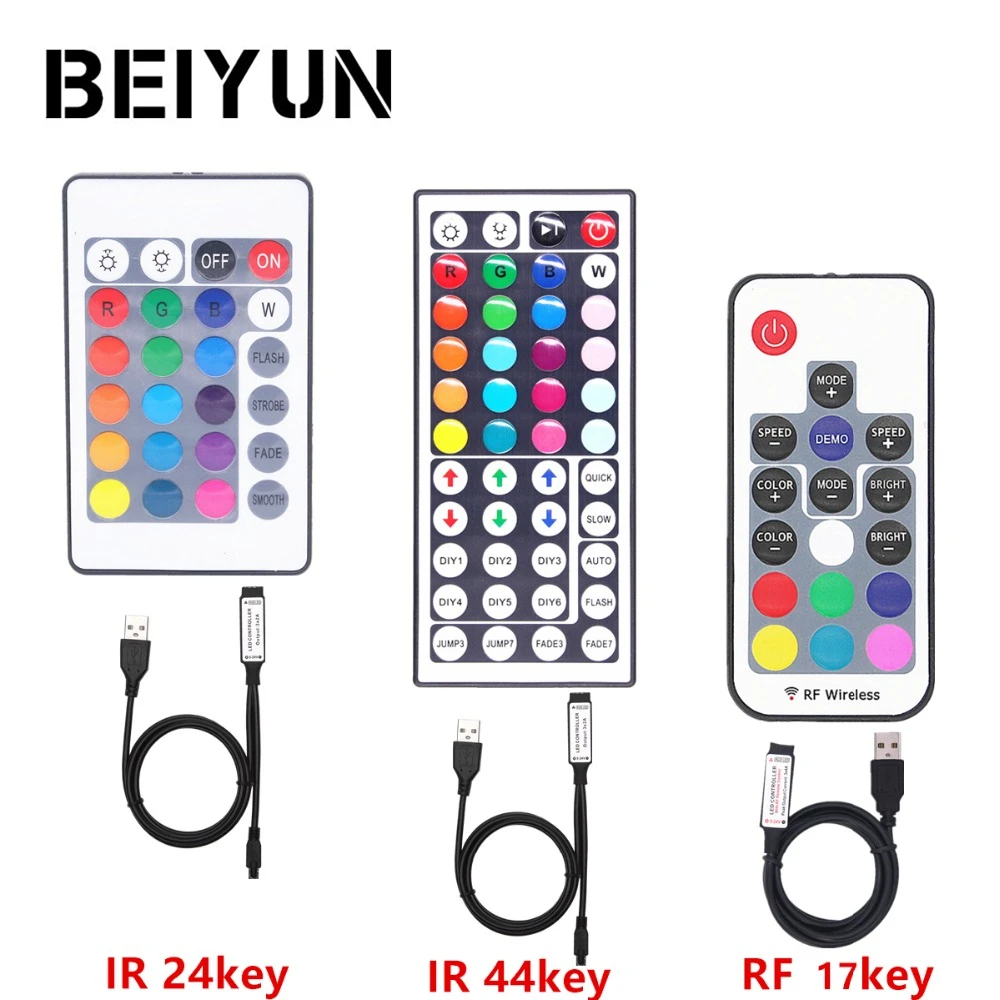 DC 5 V USB светодиодный rgb-контроллер мини 3 ключ-переключатель/24Key инфракрасный