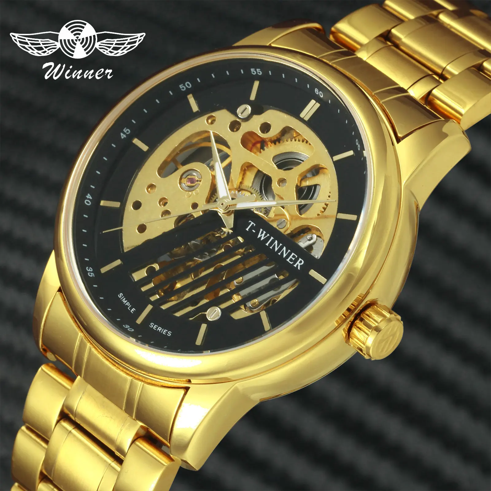 WINNER Официальный роскошный скелет мужские часы лучший бренд класса люкс