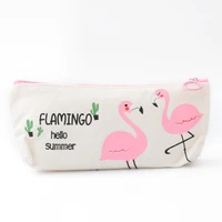 kawaii flamingo canvas pencil case children coin storage organizer pen bags pouch stationery girl cosmetic makeup bag pencilcase