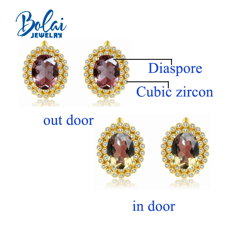 Bolaijewelry, серьги из зултанита, создаваемые драгоценными камнями с изменением цвета, Настоящее серебро 925 пробы, хорошее ювелирное изделие, классический дизайн для женщин на день рождения