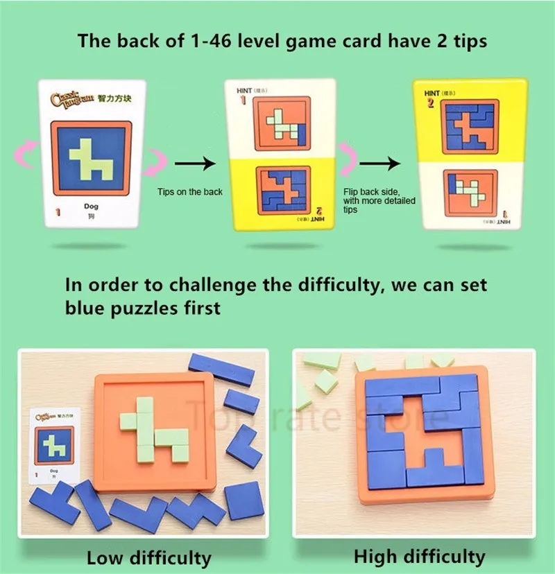 Классические головоломки Tangram головоломка для развития интеллекта детские Кубики Игрушки Детские Обучающие Развивающие игры игрушка умная доска juguetes