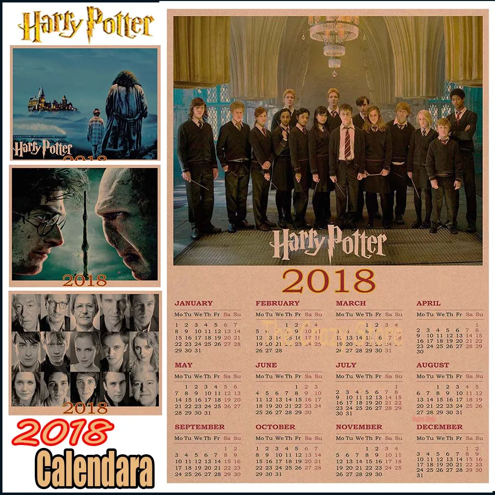 Гарри Поттер 2018 календарь винтажные наклейки плакаты ретро стикер на стену
