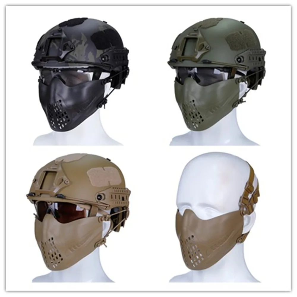 

Тактическая полумаска WoSporT для быстрого шлема, Охотничья армейская маска для страйкбола, пейнтбола, CS Спортивная походная игра