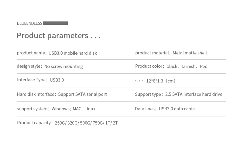 Blueendless портативный внешний жесткий диск 1 ТБ высокоскоростной 2," HDD USB 3,0 внешние устройства хранения для настольного ноутбука 1 ТБ жесткий диск