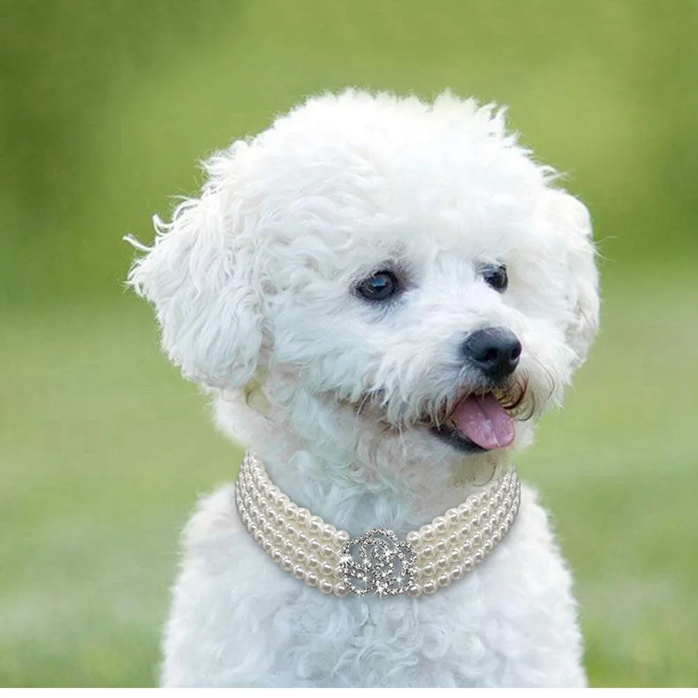 4-рядные Жемчужины для домашних животных с украшением в виде цветка подвеска