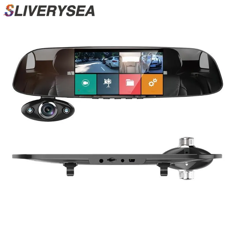 SLIVERYSEA " ips стриминг медиа Вождение рекордер зеркало заднего вида Full HD 1080P телескопический объектив двойной объектив видеорегистратор