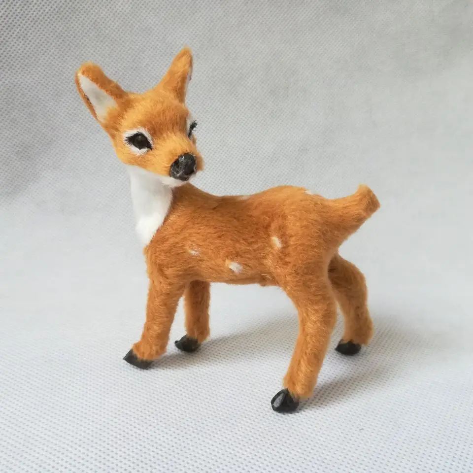 

real life toy mini 8x9cm sika deer polyethylene&furs turn head back deer model home decoration props ,toy gift d0259