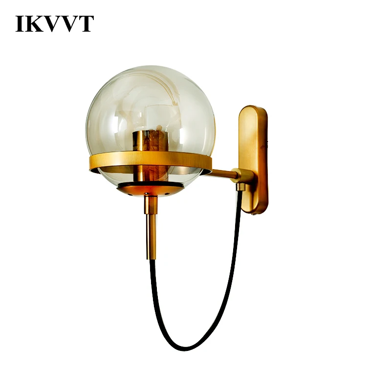 Современная позолоченная стеклянная настенная лампа IKVVT Светильники для
