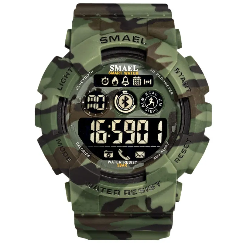 Smael модные камуфляжные военные спортивные часы мужские цифровые Смарт Bluetooth horloge