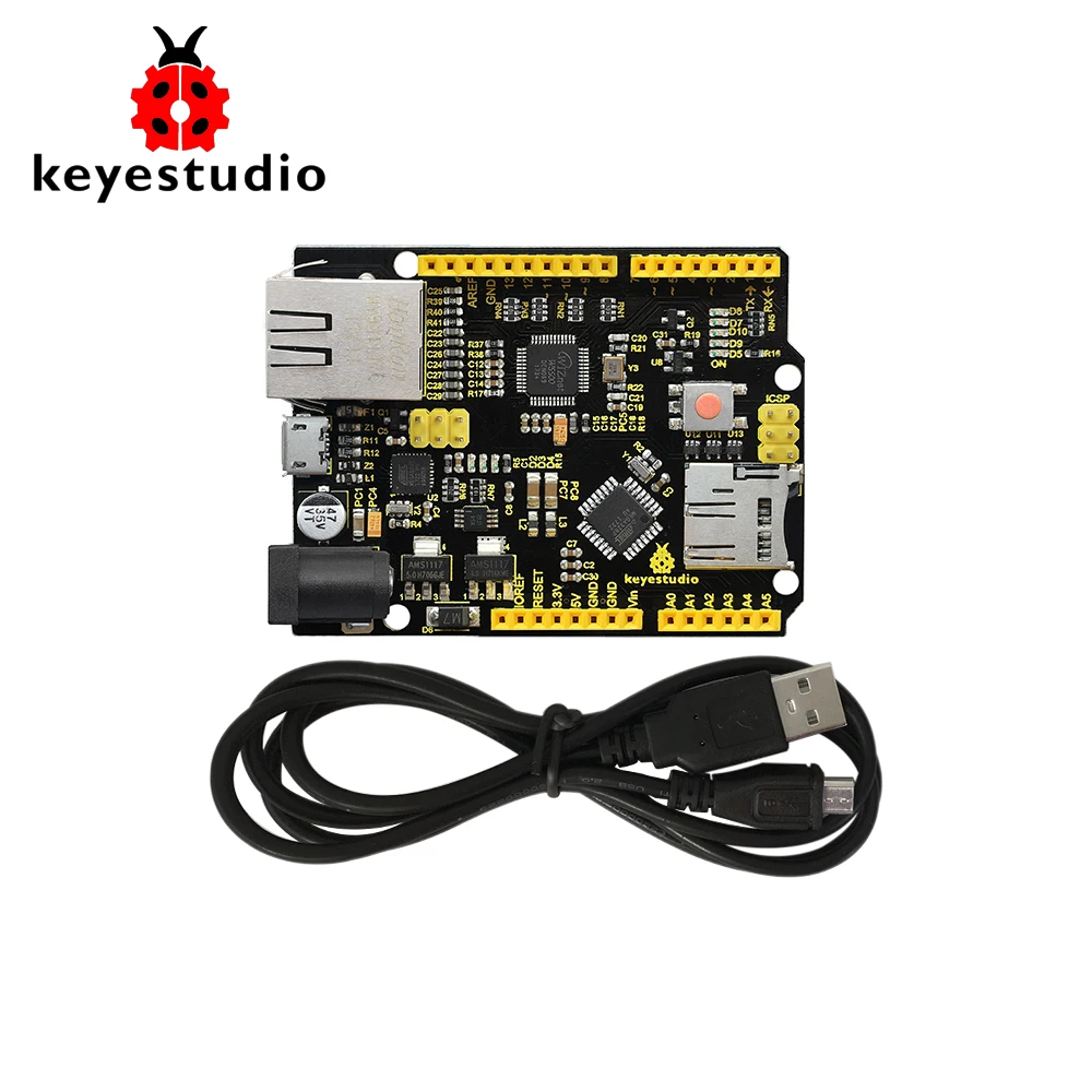 Плата разработки Keyestudio W5500 ETHERNET для проекта Arduino сделай сам (без POE) CE/ FCC|Аксессуары