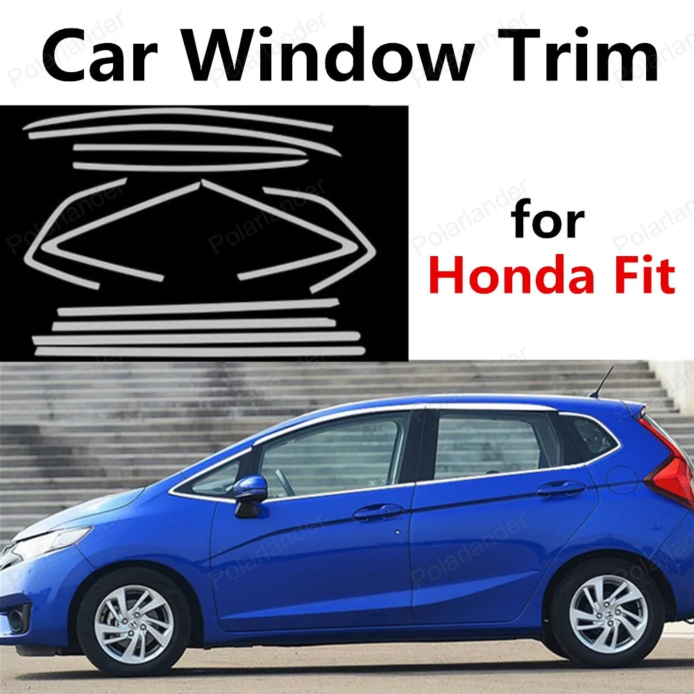 

Car Styling For H-onda Fit Decoration Strips bright silver Stainless Steel Car Window Trim