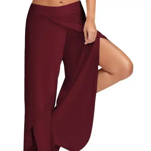 Women Ladies Summer Style Wide Leg Split Loose Plus Size Full Length Lightweight Pants Trousers Skirts | Женская одежда
