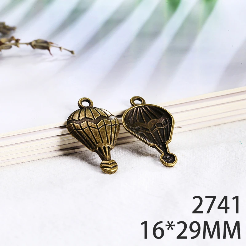 

16*29mm 10pcs Hot Air Balloon Alloy Pendant For Diy Jewelry Making 2 Colors Antique Silver Antique Bronze No.2741