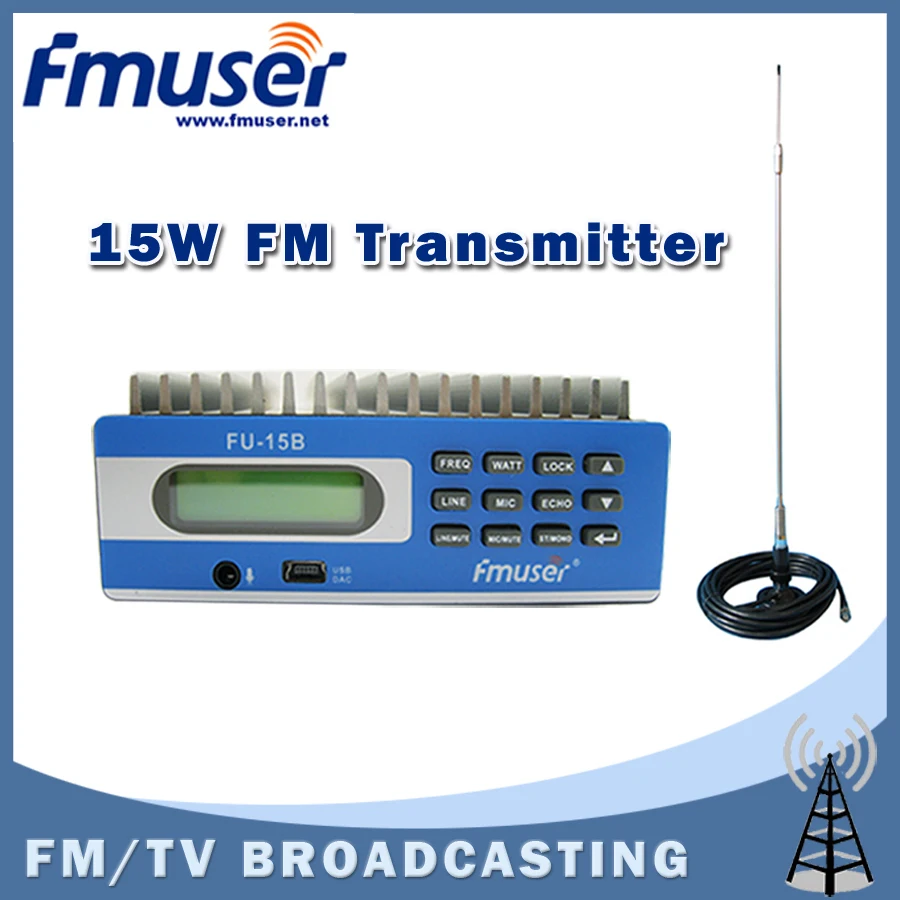 Бесплатная доставка FMUSER fu-15b fm-передатчик с pc Управление Температура КСВ защита +