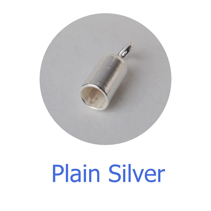 Plain Silver Твердое Серебро 925 пробы, концевые наконечники для шнура, бусина с круглой петлей, серебряные ювелирные изделия, сделай сам, фурнитура/компоненты - Цвет: Plain Silver