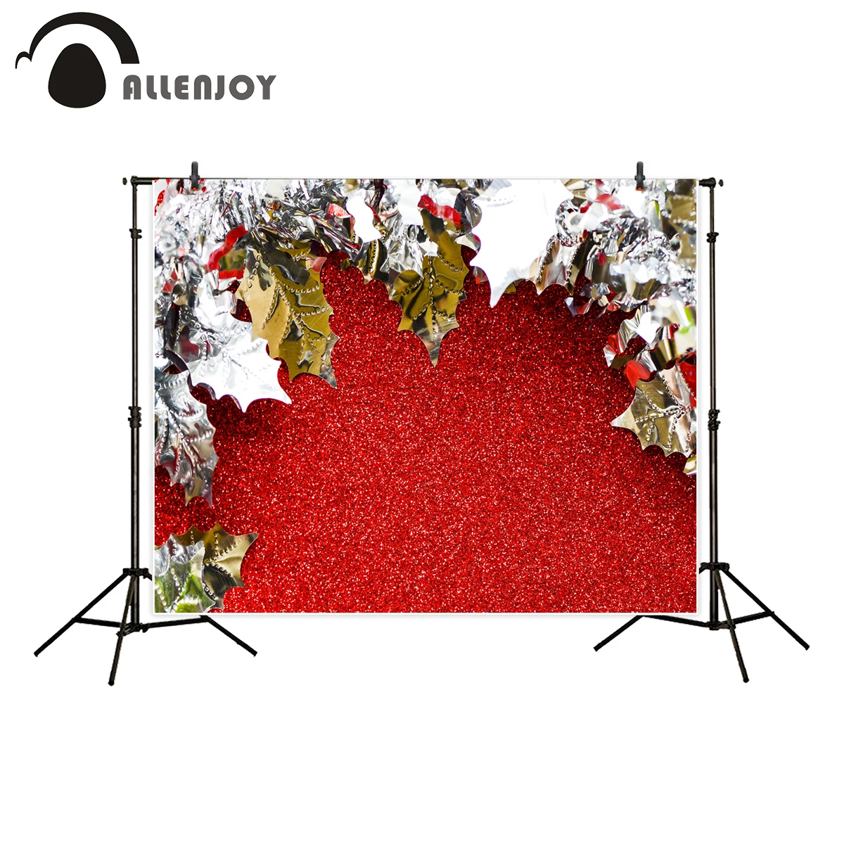 Allenjoy фото фон красный блестящий золотой серебряный Холли с листьями для