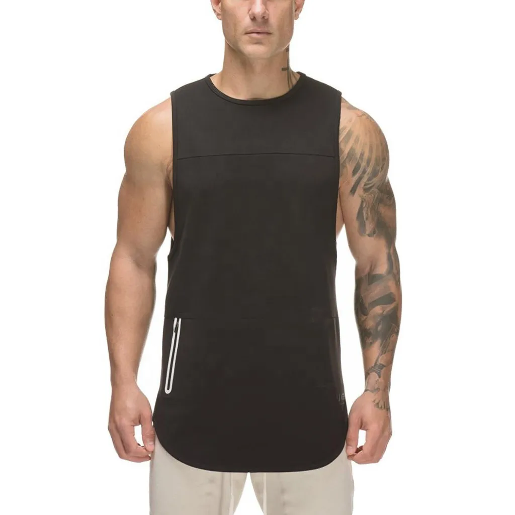 Mens Vest 2019 Men Pure Color Sports Zipper Slim Large Open-Forked Male | Мужская одежда