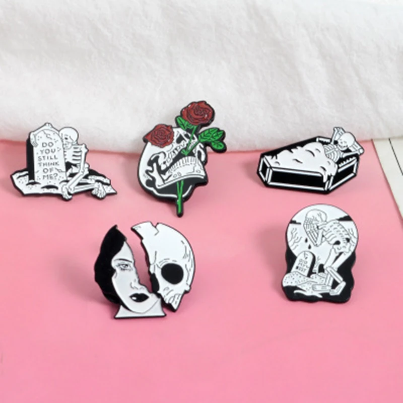 SexeMara/Новые Hyperbloe Сплав Брошь Череп Личность CartoonTattoo картины маслом эмаль на