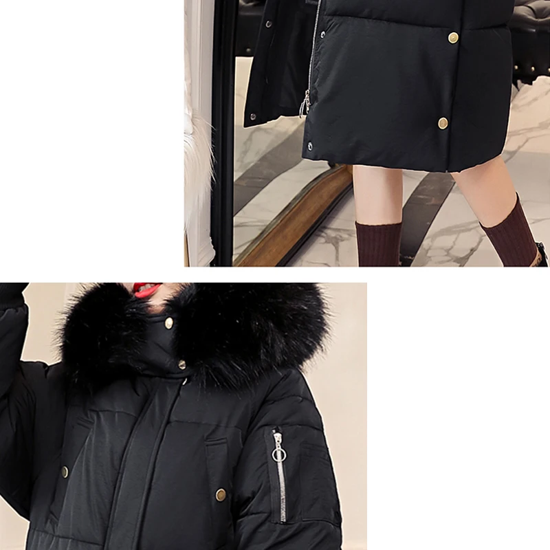 Высокое качество 2019 с меховым воротником женские зимние куртки длинные