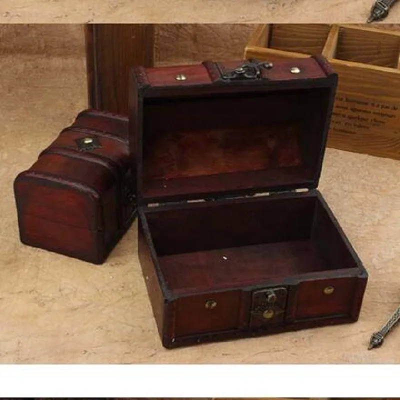 Деревянная коробка для хранения органайзер ретро антикварные Запираемые Ooden