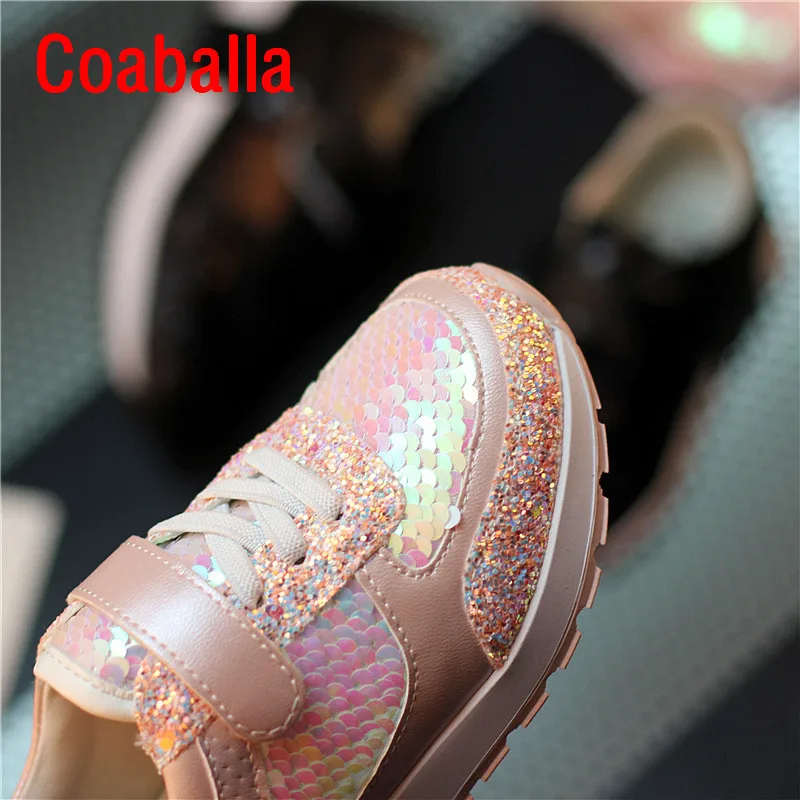 Блестящие Кроссовки для маленьких мальчиков и девочек с блестками русалочкой