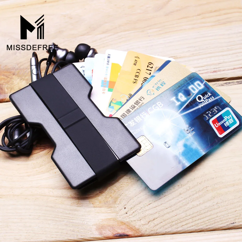 Алюминий с функцией блокировки RFID мини тонкий бумажник металлический зажим для