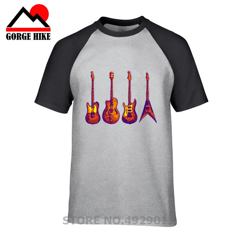 2019 Casual Clothing Fashion T Shirt Six String Quartet Electric Guitar Print Tee Male Big Size Music Rock Style T-shirt | Мужская