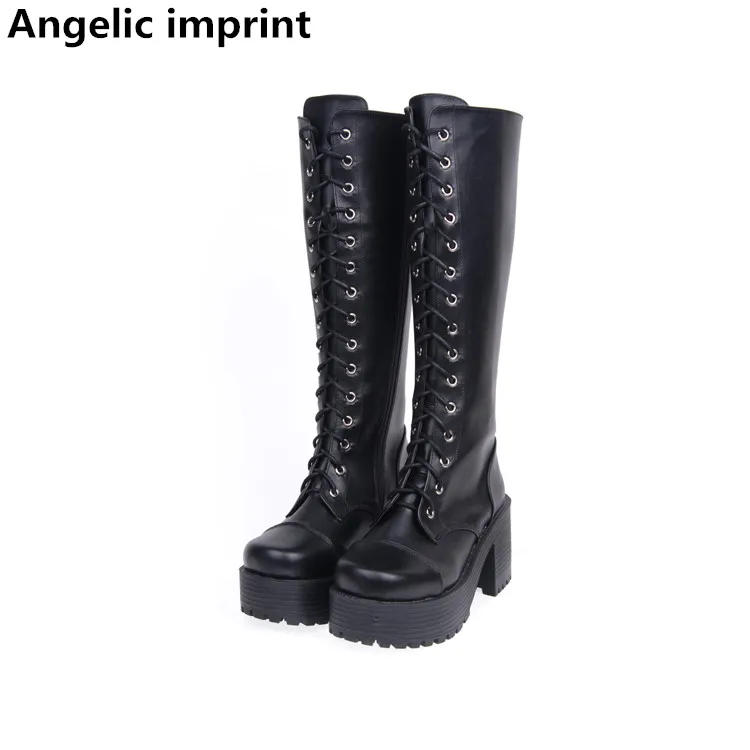 Angelic imprint mori girl/Женские ботинки в стиле панк; женские туфли на высоком каблуке в стиле Лолиты; женские вечерние туфли-лодочки; женские ботинки