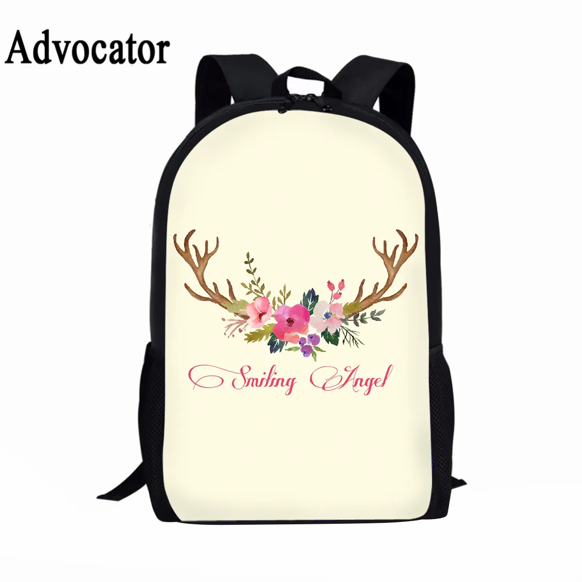 Advocator 3D Antler Flower Print Kids School Bags for Girls Teenage Floral Student Schoolbag Casual Children Book Bag Mochila