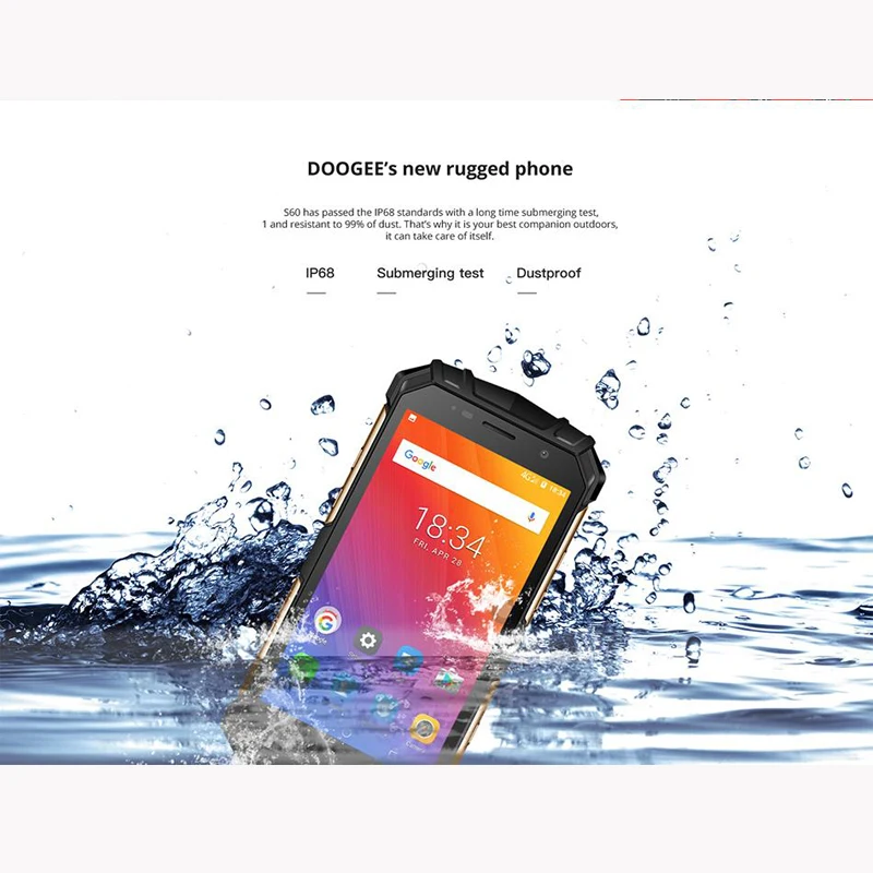 DOOGEE S60 IP68 Водонепроницаемый 5 2 "мобильный телефон Android 7 0 Helio P25 Восьмиядерный 6 ГБ