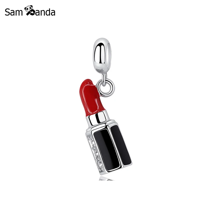 

Authentic 100% 925 Sterling Silver Charm Bead Lipstick Pendant Charms Glamour Fit Bracelets Necklaces Women Diy Jewelry