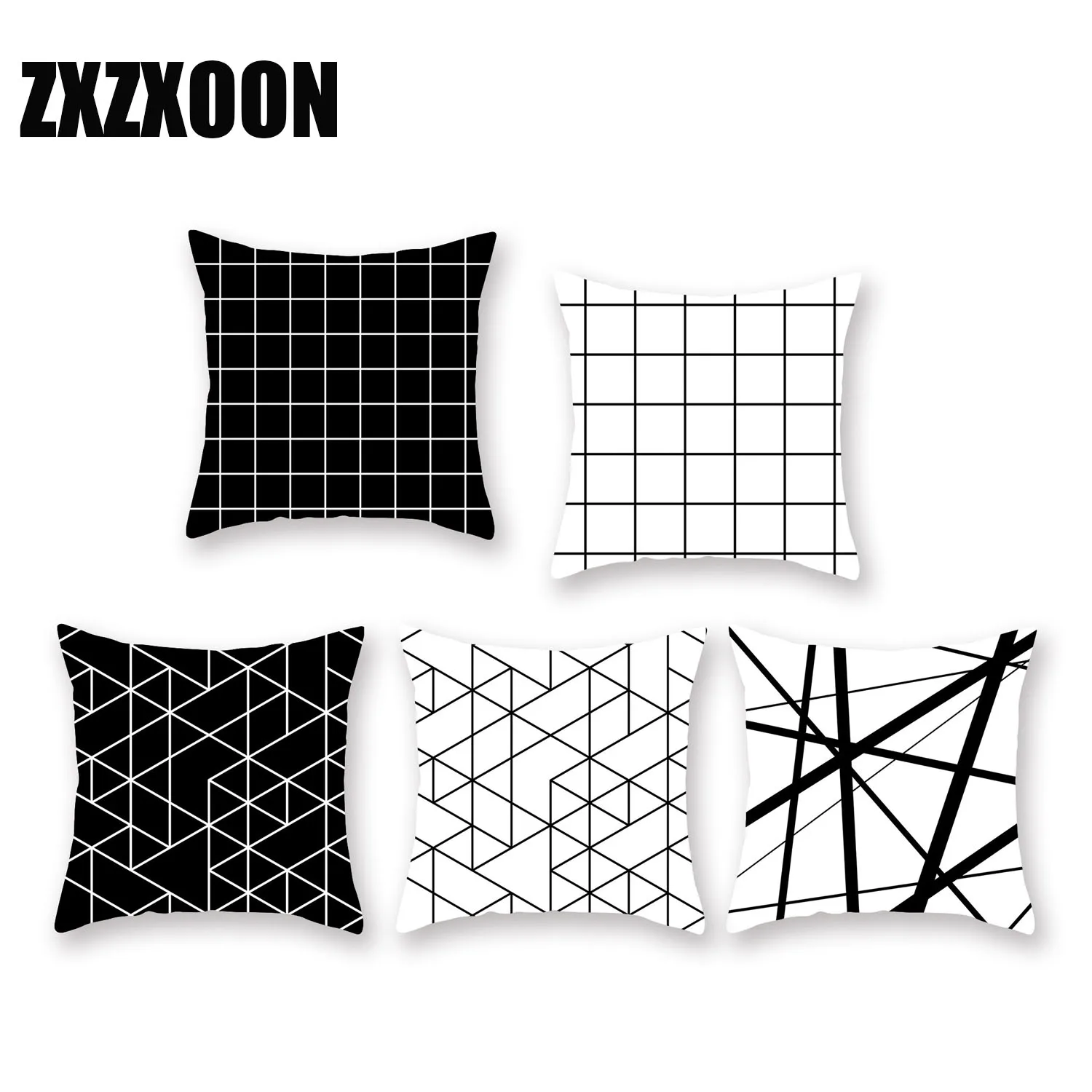 Черно белый чехол для подушки с геометрическим рисунком наволочки из полиэстера